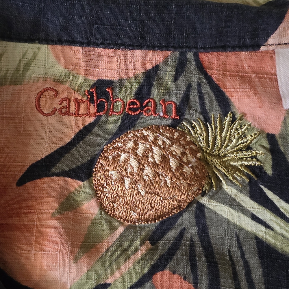 Caribbean Tropical Silk Button-Down Shirt - Size Large - Picture 4 of 5